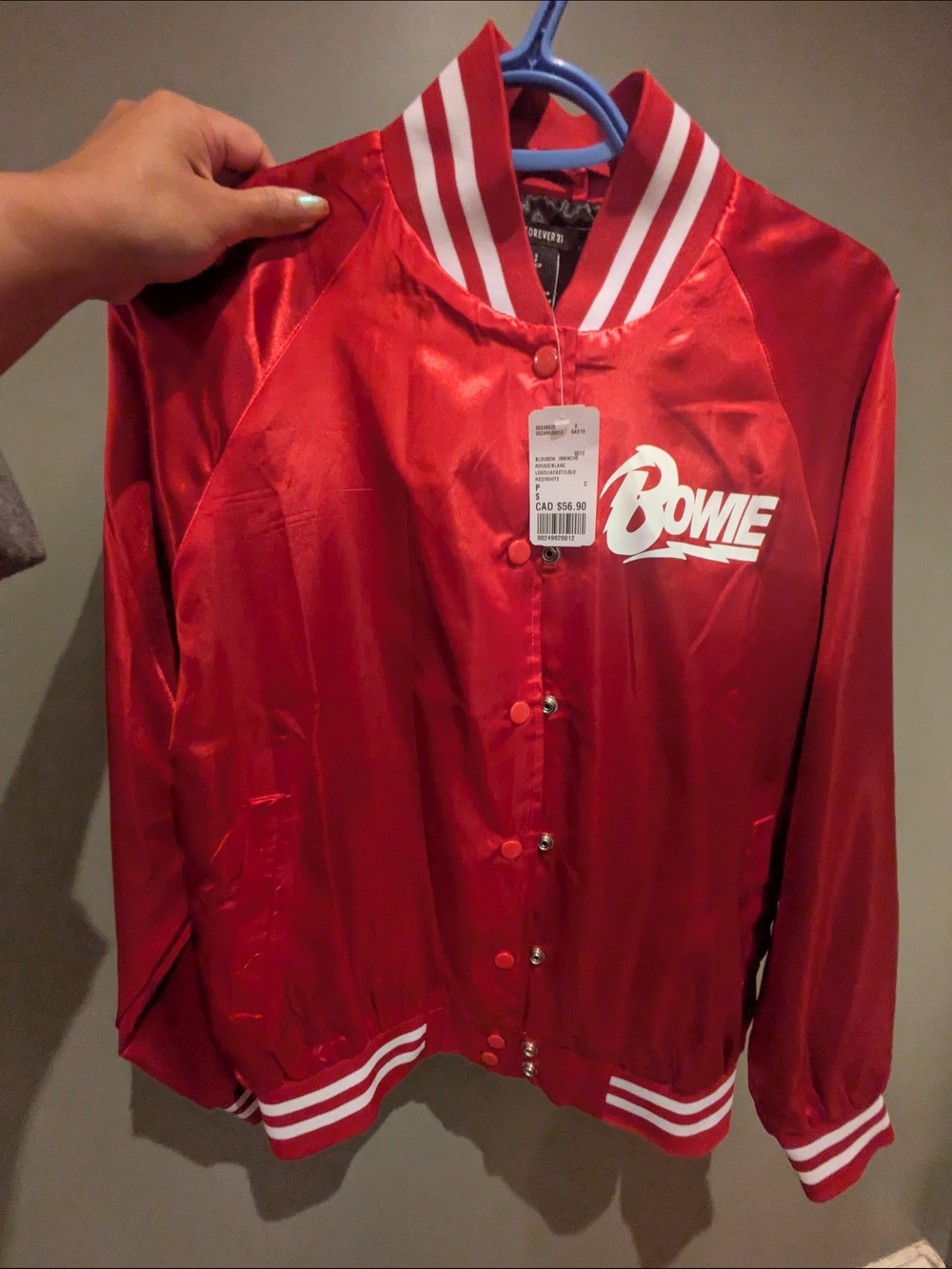 David Bowie Logo Red Satin Bomber Concert Jacket